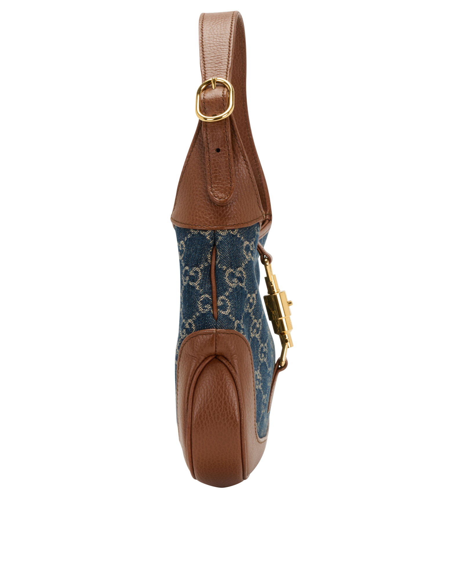 Medium Jackie 1961, &pound;895, Handbags, Brown, Denim/Leather, Side view